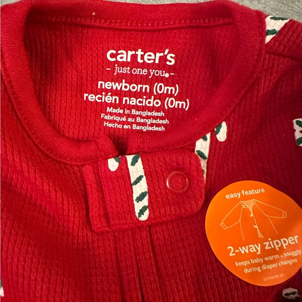 Carter's Festive‎ Red Candy Cane Footie